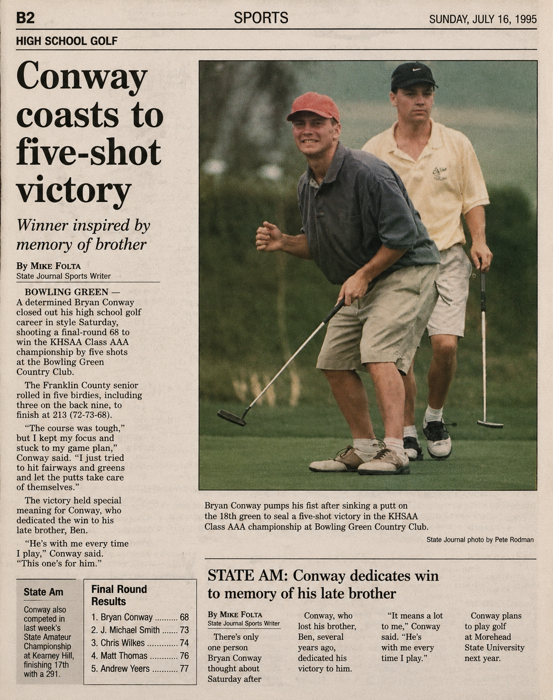 Conway Coasts to Five-Shot Victory